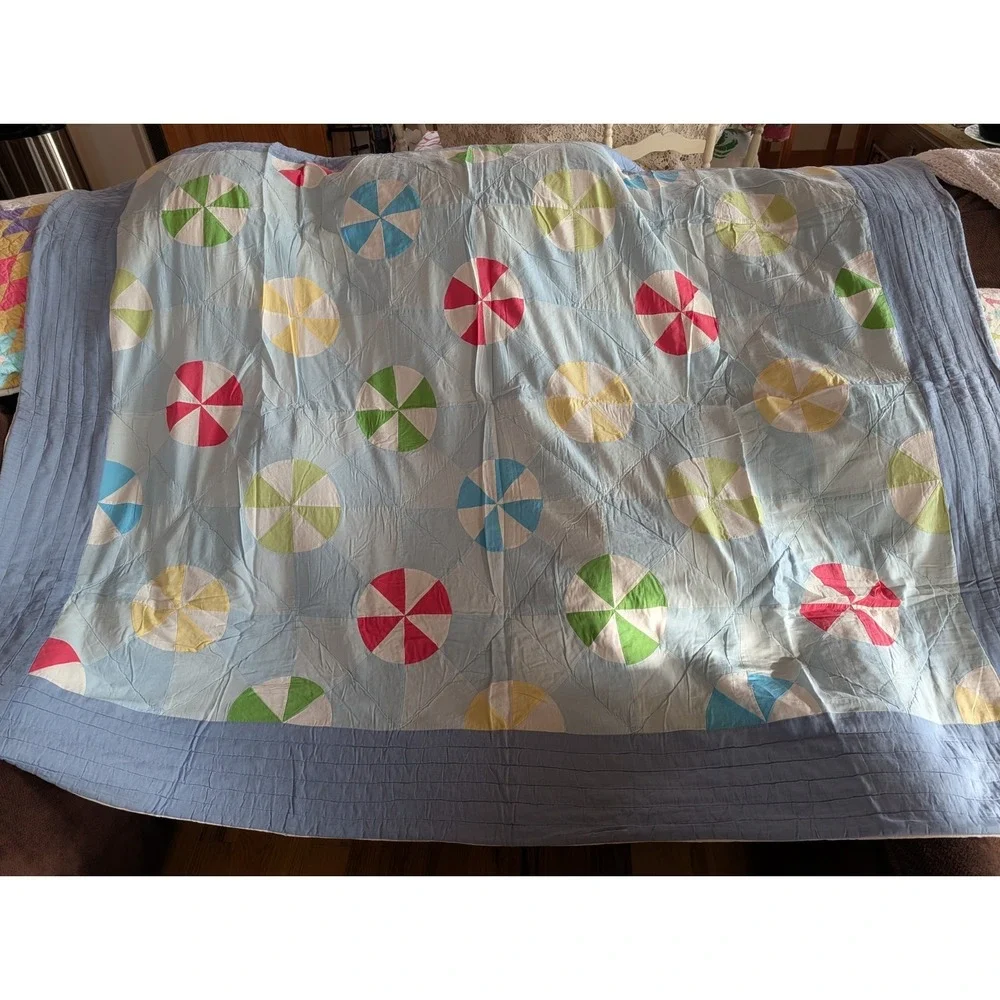 Beach Ball Handmade Quilt Featuring a Curved Piecing Pattern 65 X 71 Twin Child
